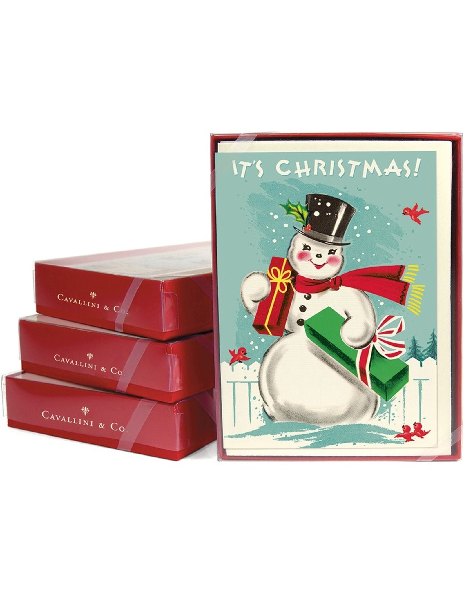 Cavallini Papers & Co. Snowman Boxed Glittered Notecards