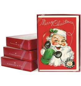 Cavallini Papers & Co. Telephone Santa Boxed Glittered Note Cards