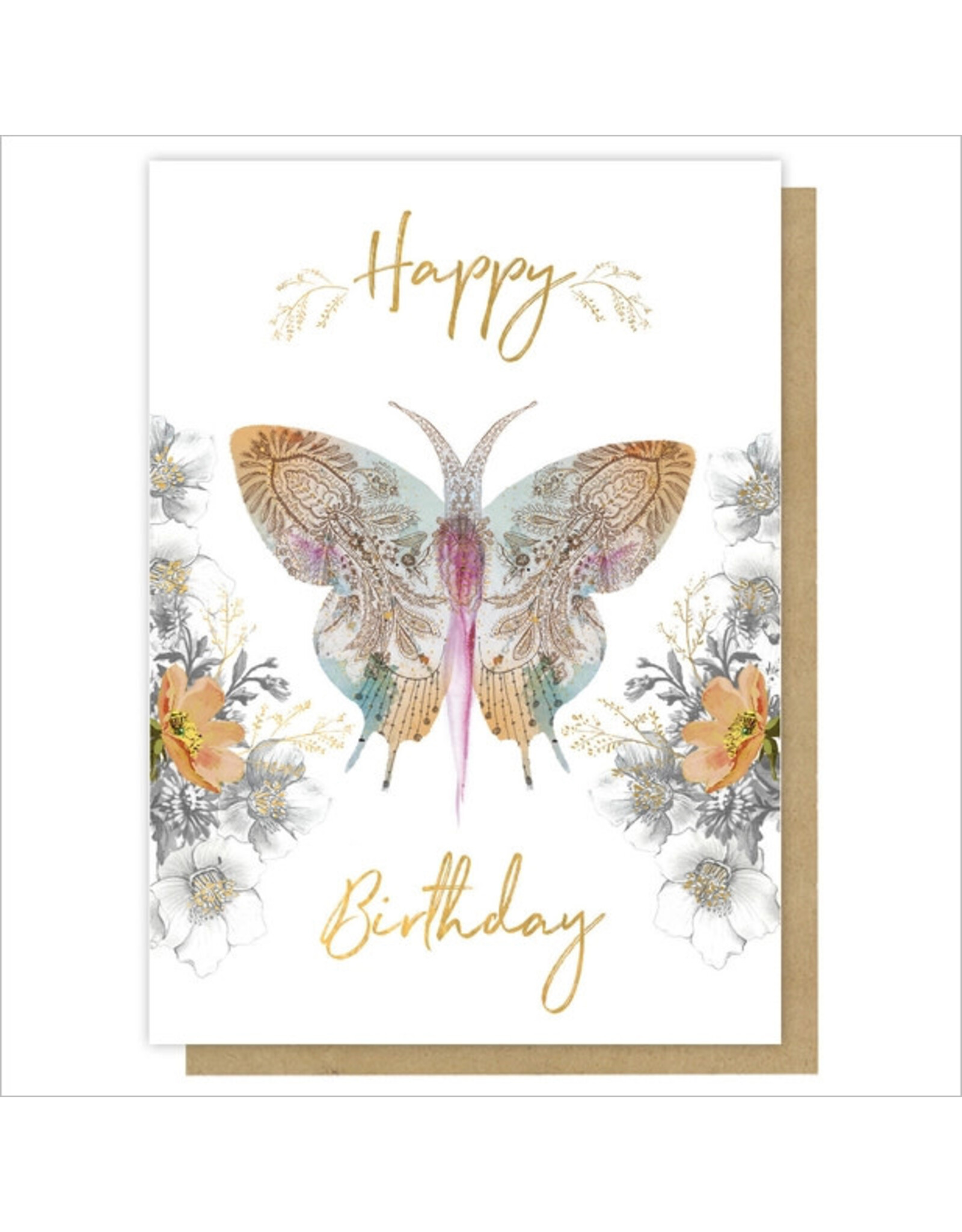 Papaya! Paisley Butterfly A7 Greeting Notecard