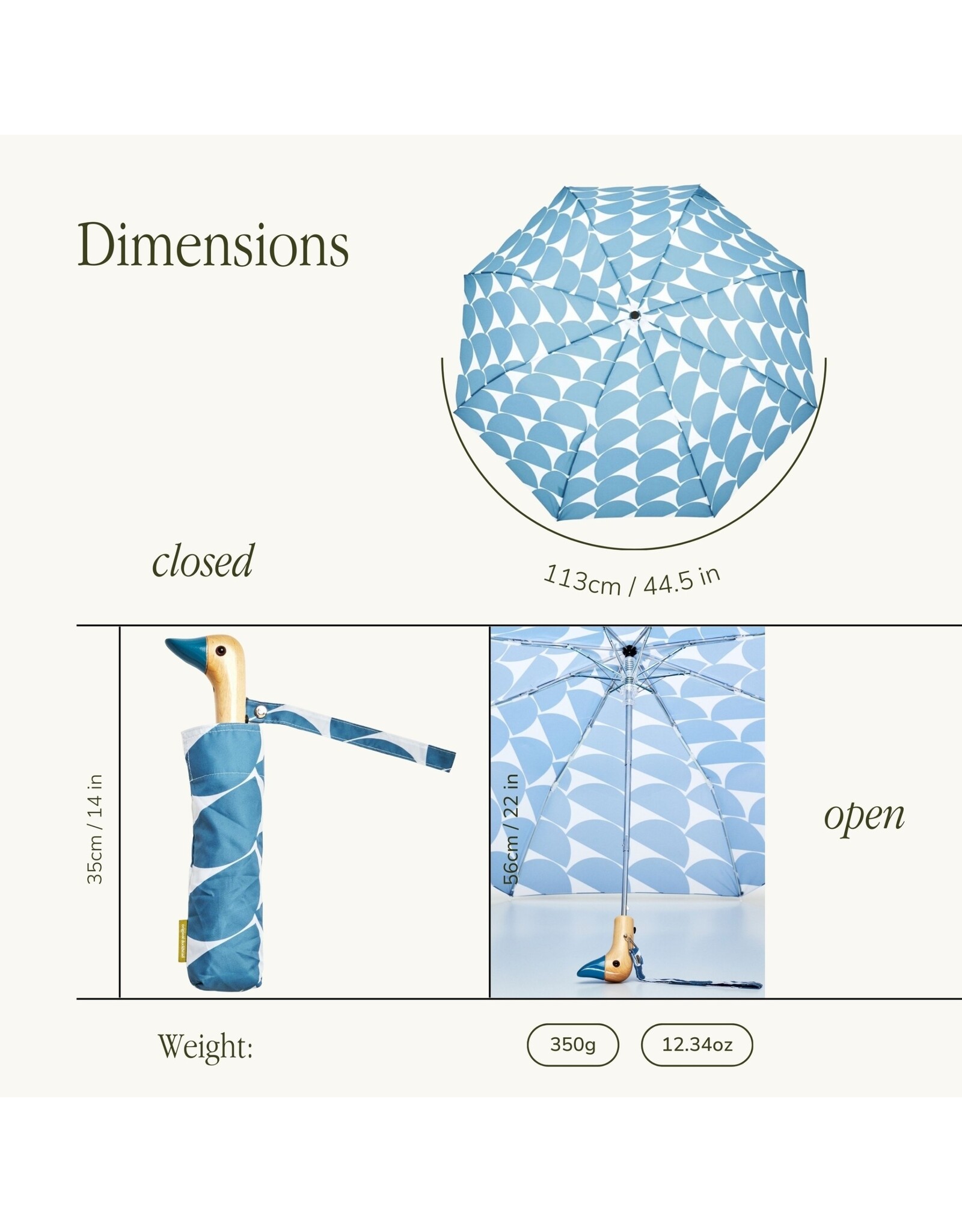 Original Duckhead Denim Moon Compact Eco-Friendly Wind Resistant Duckhead Umbrella