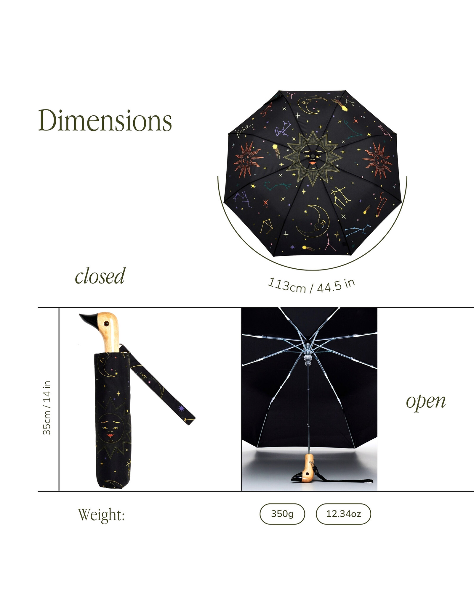 Original Duckhead Halloween Zodiac Compact Sustainable Duckhead Umbrella