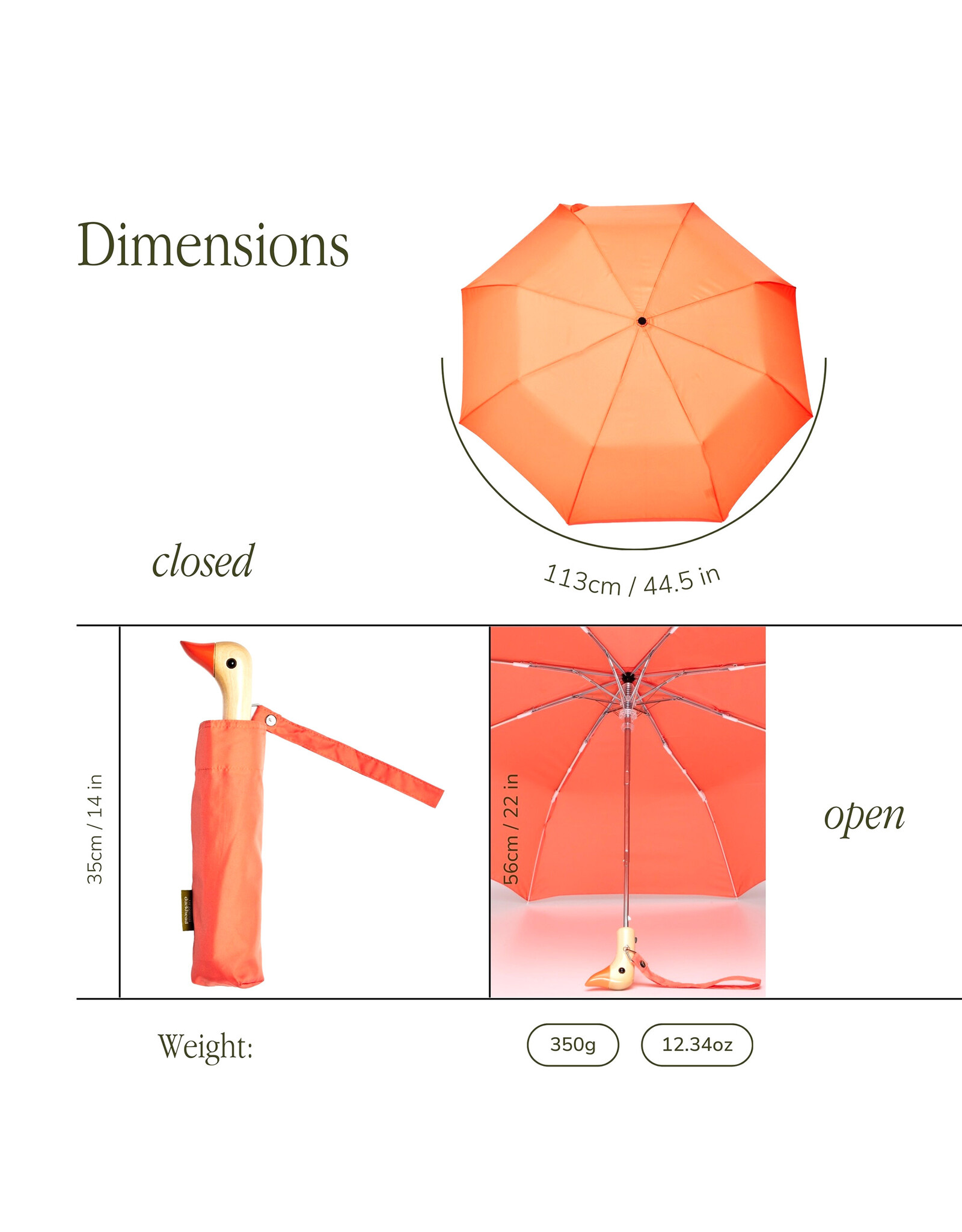Original Duckhead Peach Compact Eco-Friendly Duckhead Umbrella