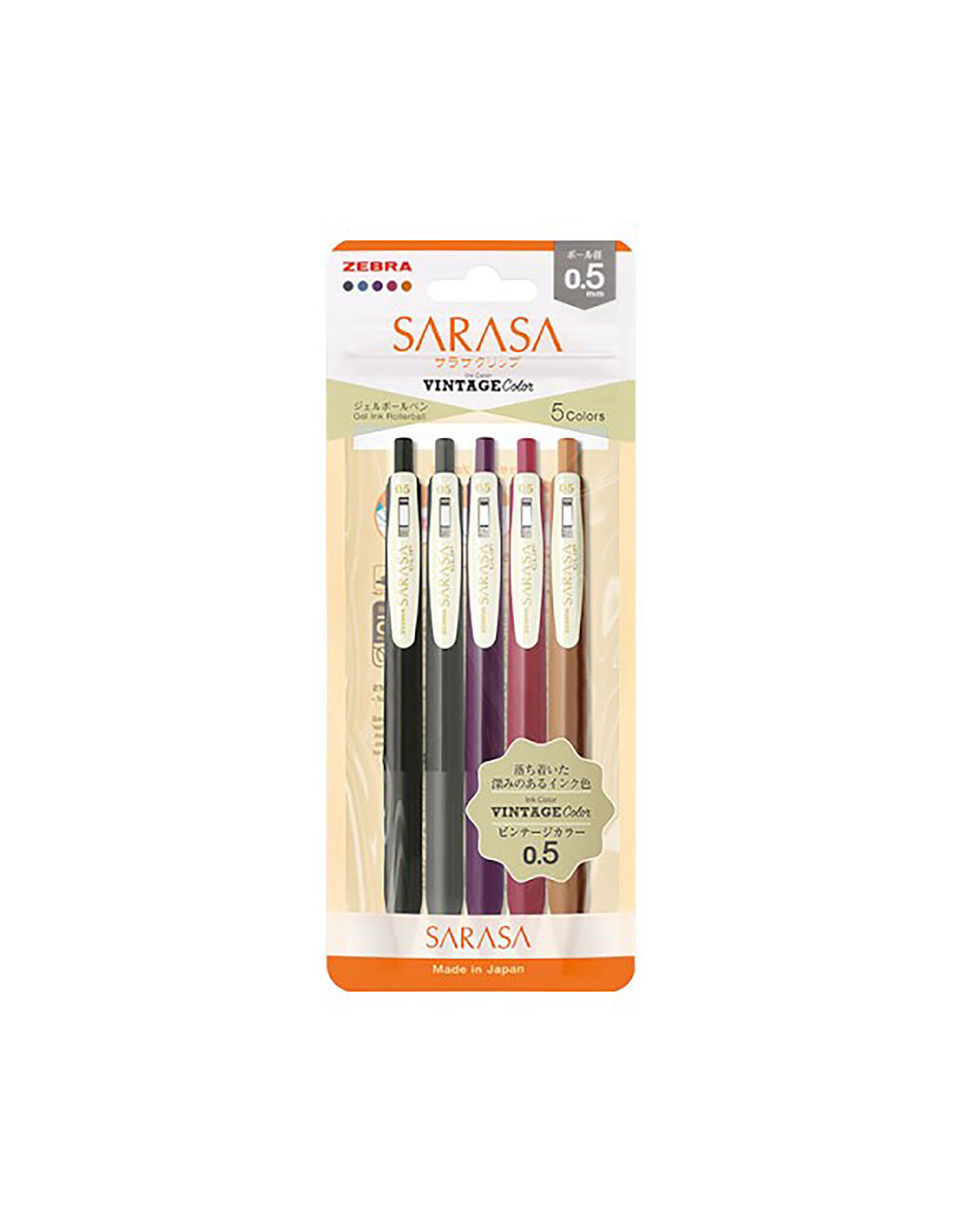 Zebra Sarasa Clip 0.5mm Vintage 5 Color Set #2