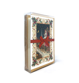 Rossi Vintage Santa Claus in Chimney Box of 10 Christmas Notecards