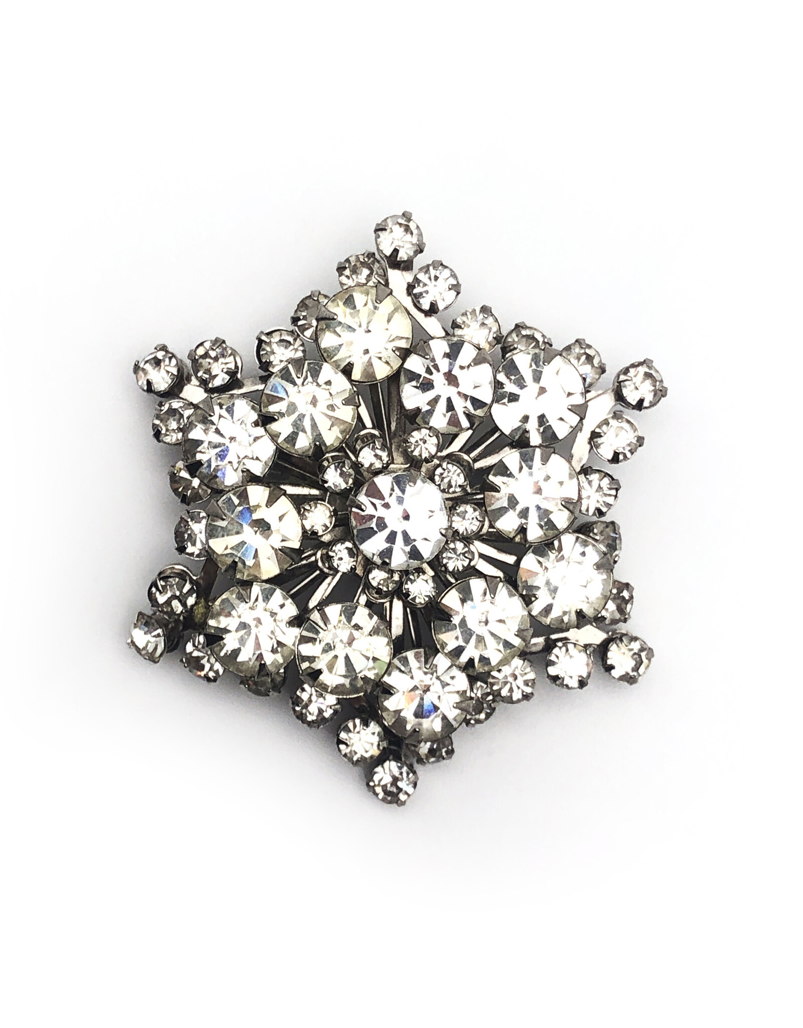 Coro Sparkly White Rhinestone Snowstar Brooch  25898