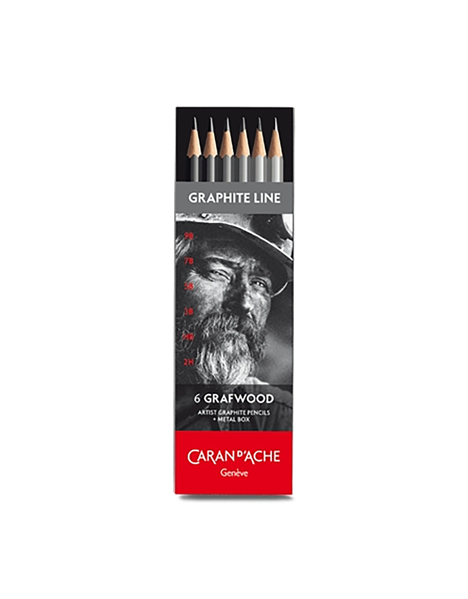 Caran d'Ache Grafwood Box of 6 Graphite Pencils (6 Hardness Degrees) Graphite Line