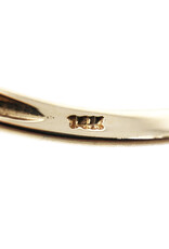 T&C 14K Gold Ring with Row of 5 Spinels & Scrollwork Motif