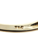 T&C 14K Gold Ring with Row of 5 Spinels & Scrollwork Motif