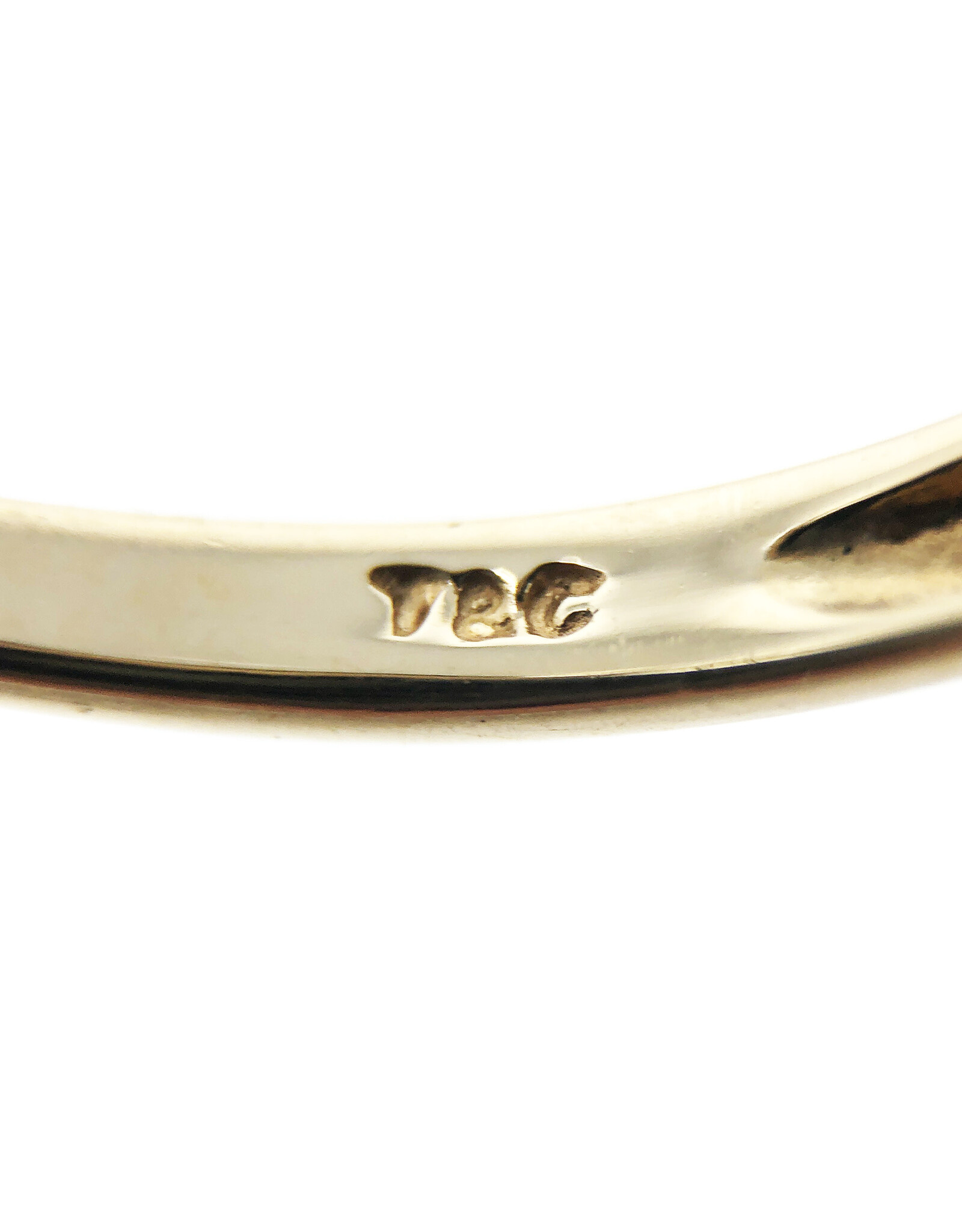 T&C 14K Gold Ring with Row of 5 Spinels & Scrollwork Motif