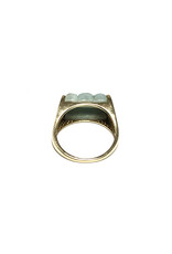 14K Gold Ring with Carved Jade Ridges