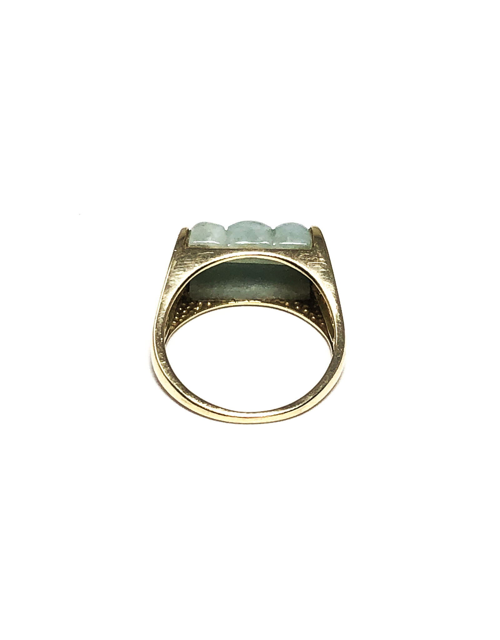 14K Gold Ring with Carved Jade Ridges