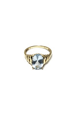 14K Gold Cocktail Ring with Large Aquamarine