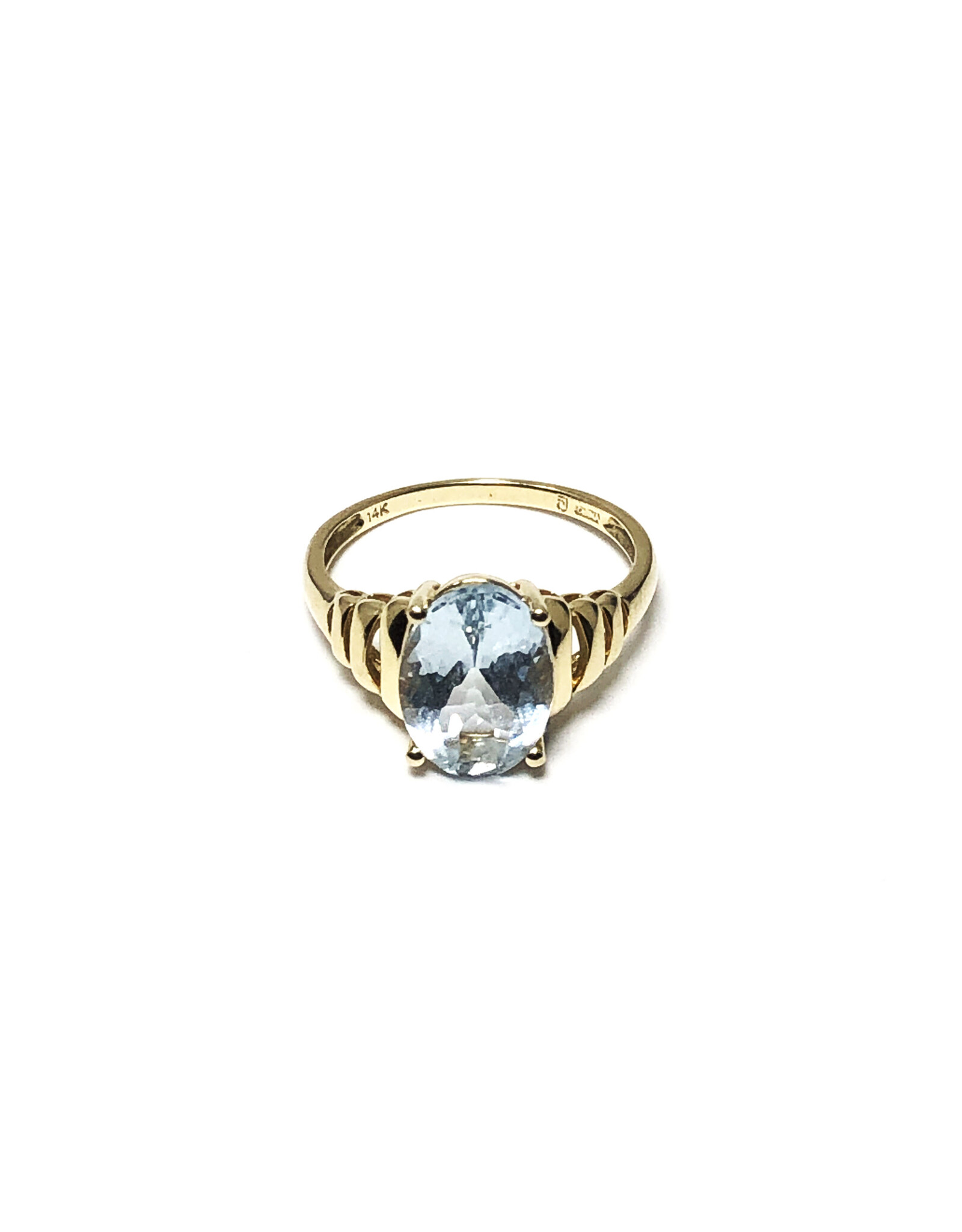 14K Gold Cocktail Ring with Large Aquamarine