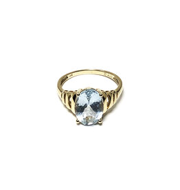 14K Gold Cocktail Ring with Large Aquamarine
