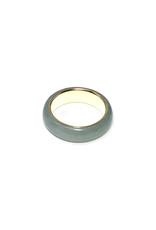 Jade Band on 14K Gold Ring with Chinese Characters Inside