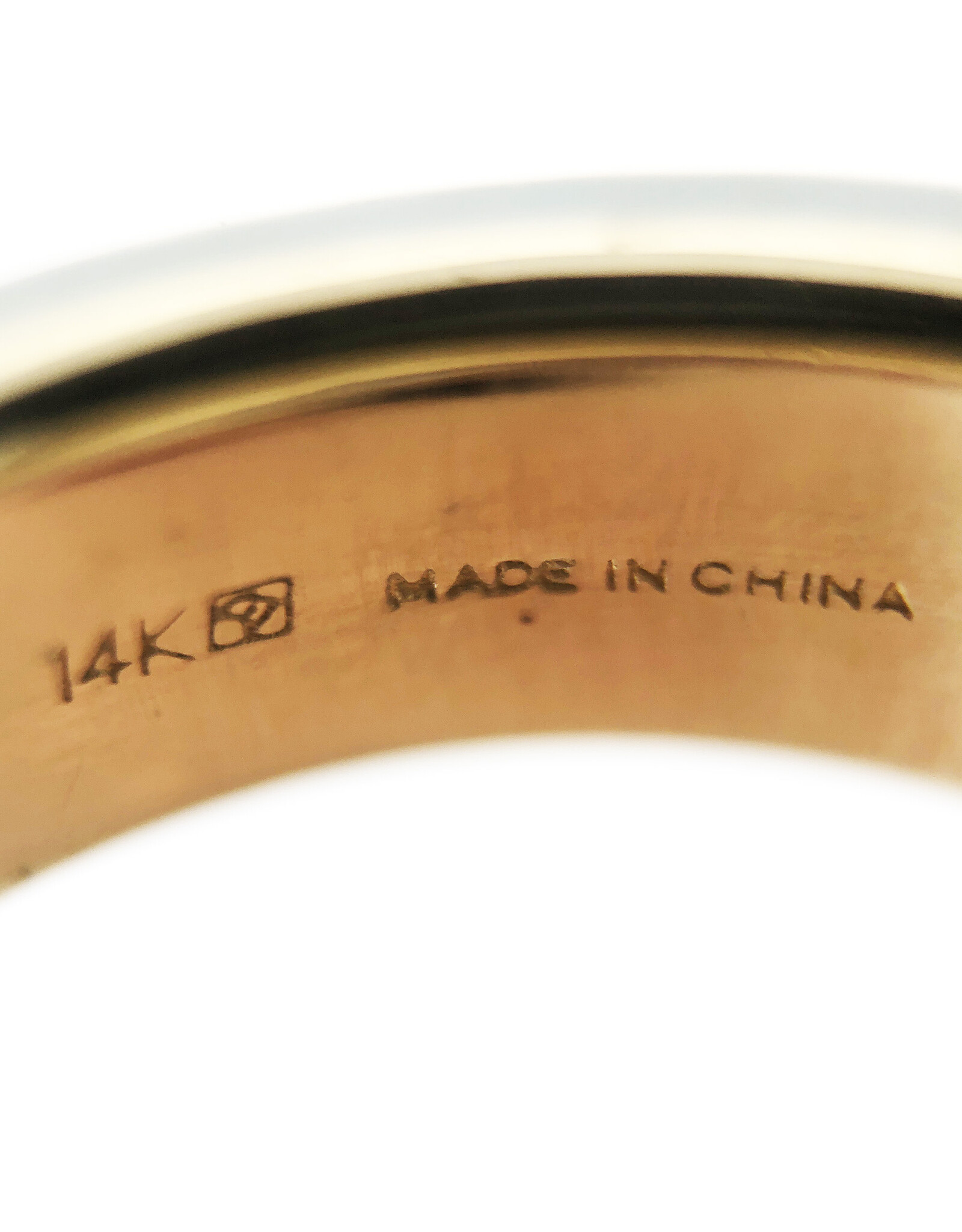 Jade Band on 14K Gold Ring with Chinese Characters Inside