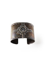 Vintage Cuff Bracelet with Southwest-Style Sun Symbol