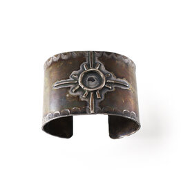 Vintage Cuff Bracelet with Southwest-Style Sun Symbol