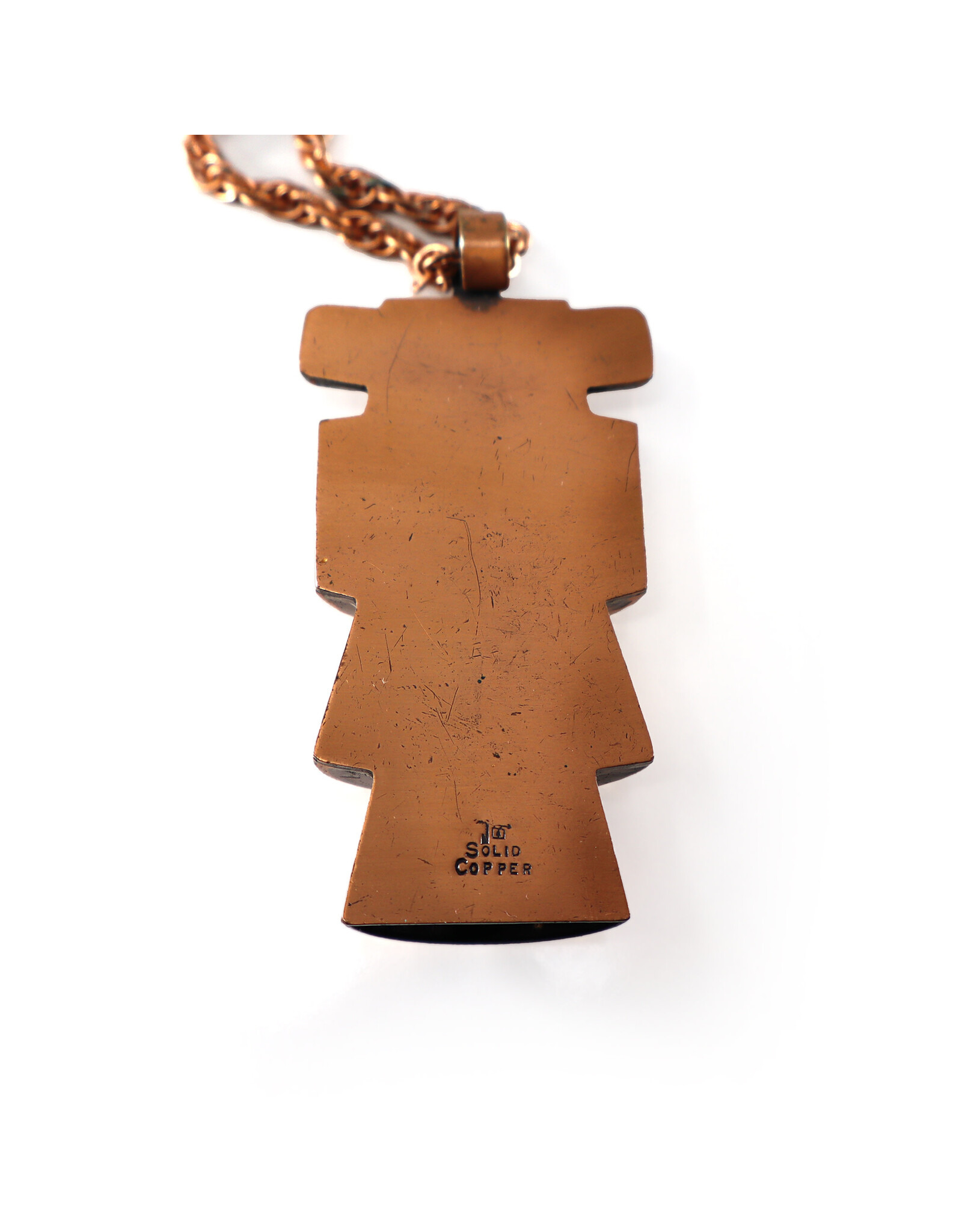 Bell Trading Post Midcentury Large Copper Hopi-Style Figurine Pendant on Copper Chain
