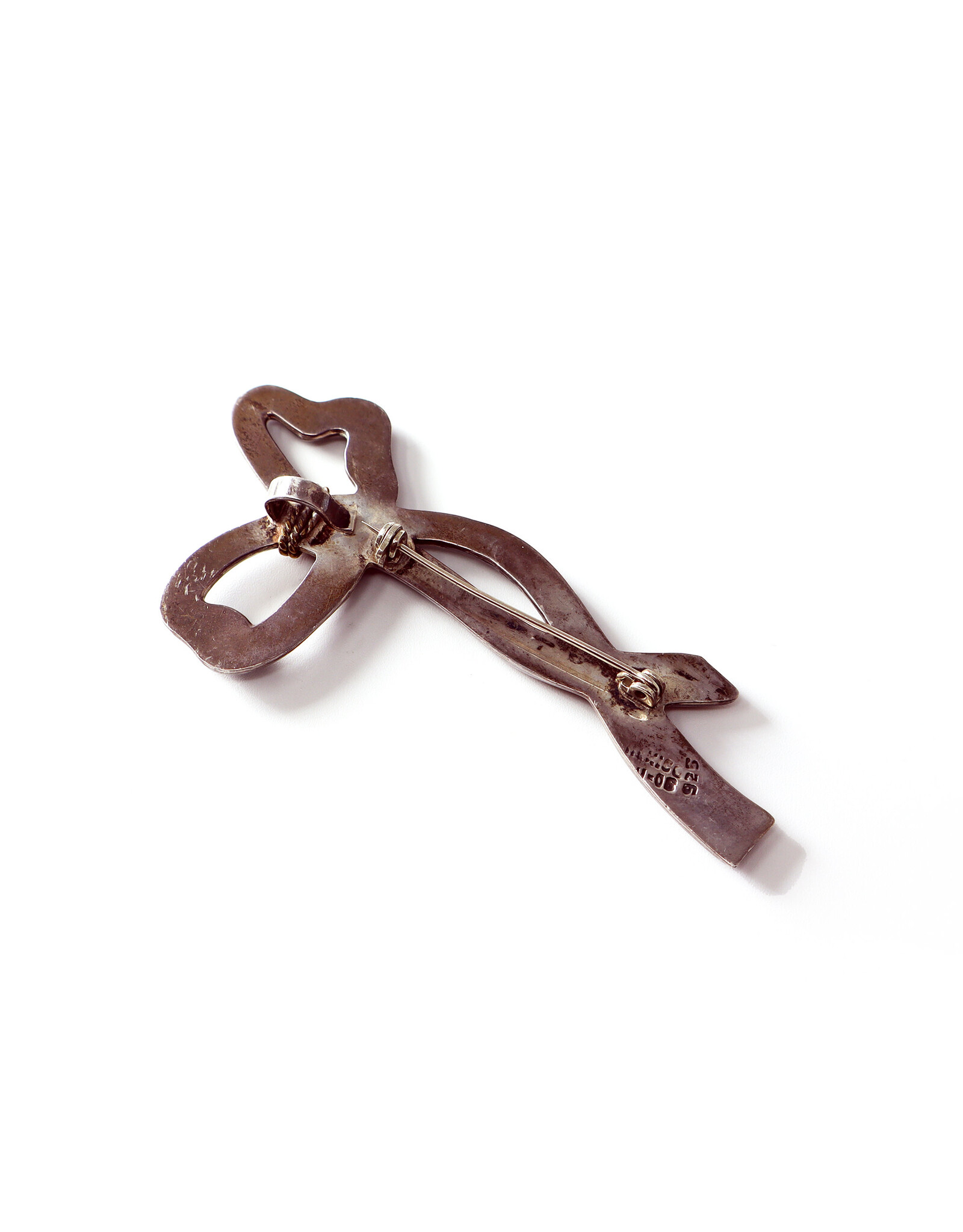 Large Ruffled Bow Taxco Heavy Hollow Sterling Brooch