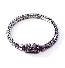 Woven Sterling Bracelet with Lizard Barrel Clasp