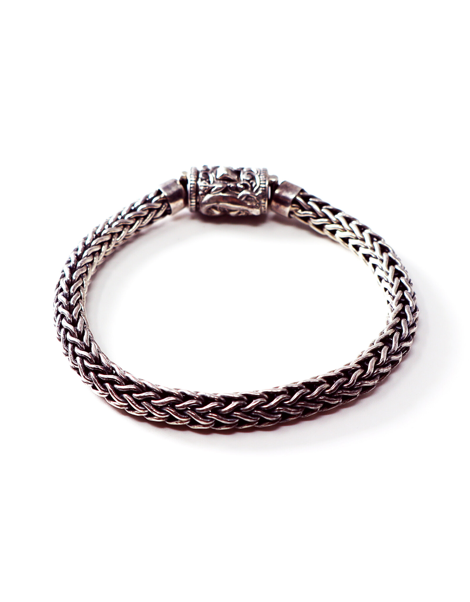 Woven Sterling Bracelet with Lizard Barrel Clasp