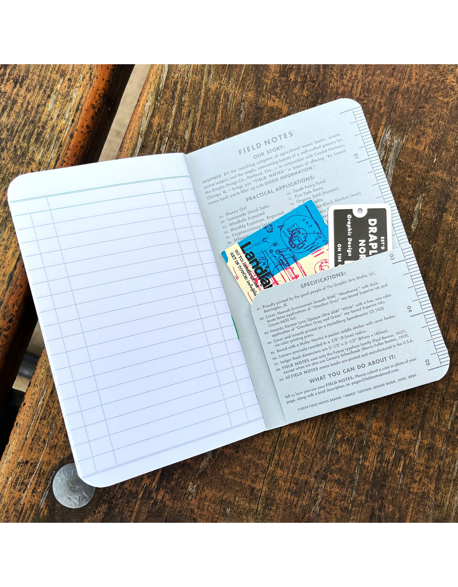 Field Notes Brand Index: Ledger & Date Book 2-Pack Blue Logo Summer 2024 Quarterly Edition