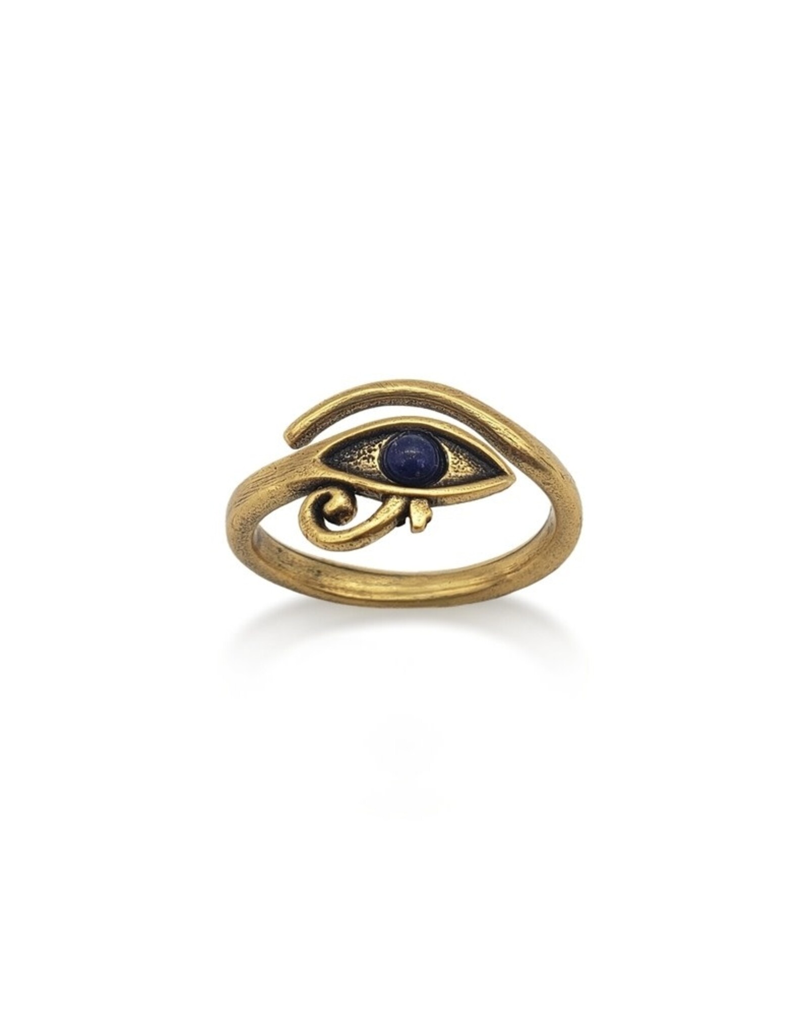 Discoveries Egyptian Imports Adjustable Eye of Horus Ring with Lapis & Antiqued Gold
