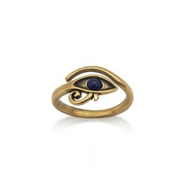 Discoveries Egyptian Imports Adjustable Eye of Horus Ring with Lapis & Antiqued Gold