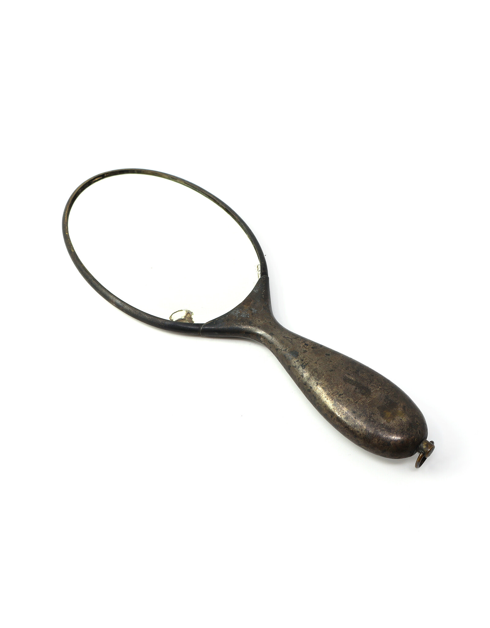 Vintage 5 in. Brass Hand Mirror with Hang Ring