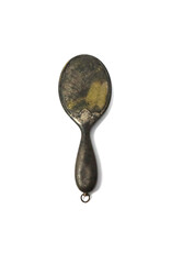 Vintage 5 in. Brass Hand Mirror with Hang Ring