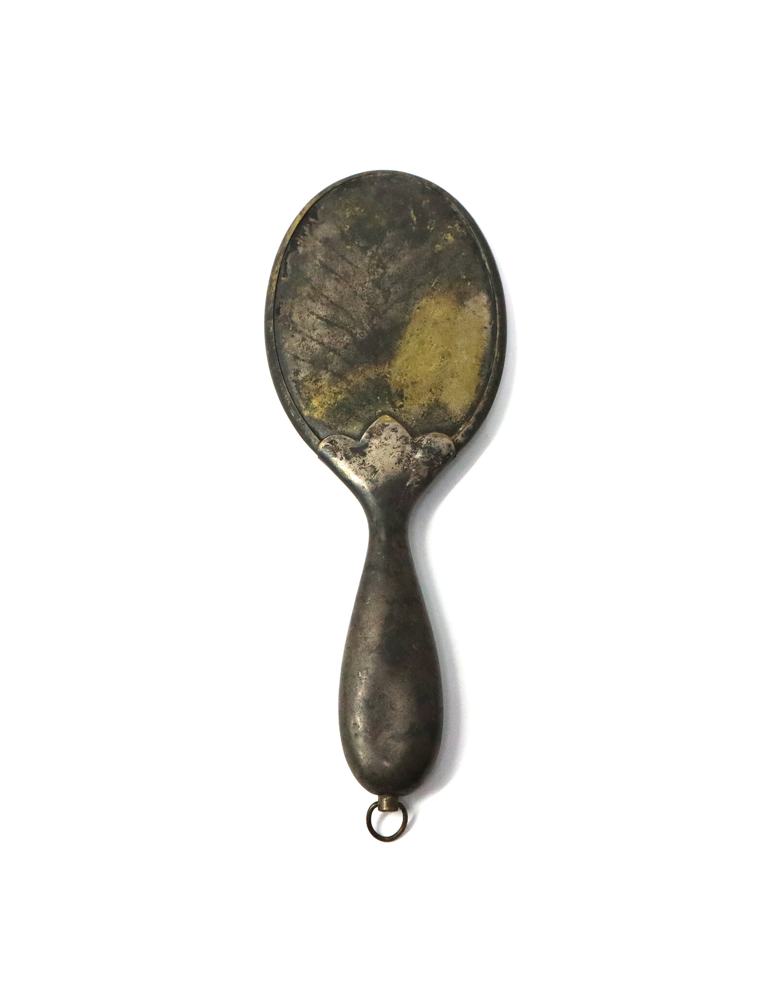 Vintage 5 in. Brass Hand Mirror with Hang Ring