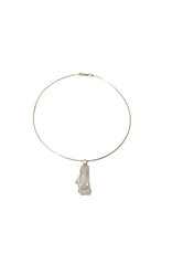 Cut-Out Sterling Moai Pendant  on Metal Wire Necklace