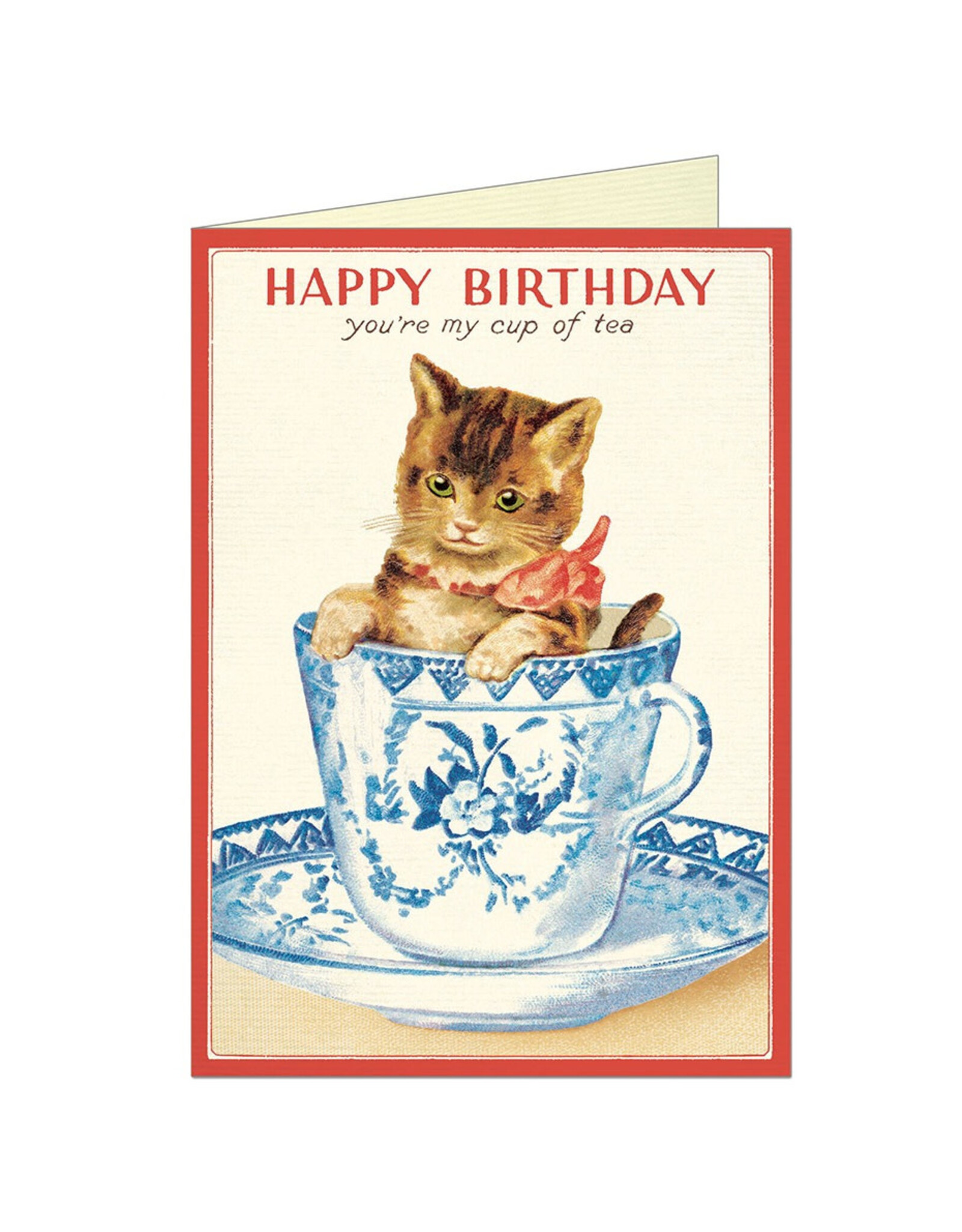Cavallini Papers & Co. Happy Birthday Cat Tea Greeting Notecard