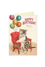 Cavallini Papers & Co. Happy Birthday Cat Fan Greeting Notecard