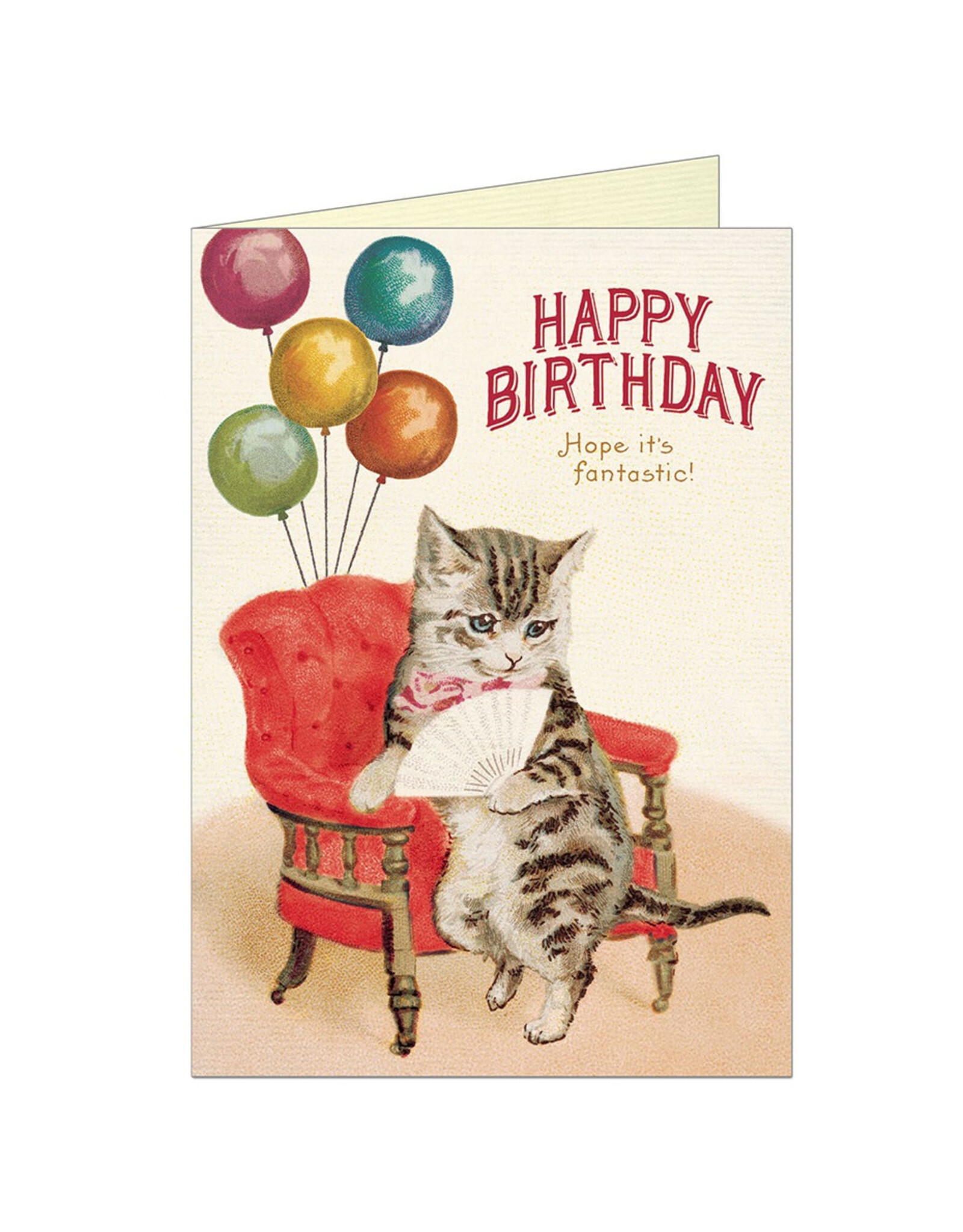 Cavallini Papers & Co. Happy Birthday Cat Fan Greeting Notecard