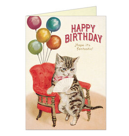 Cavallini Papers & Co. Happy Birthday Cat Fan Greeting Notecard