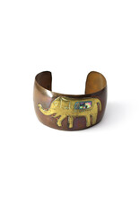 Copper Cuff Bracelet with Brass & Abalone Elephant Decoration