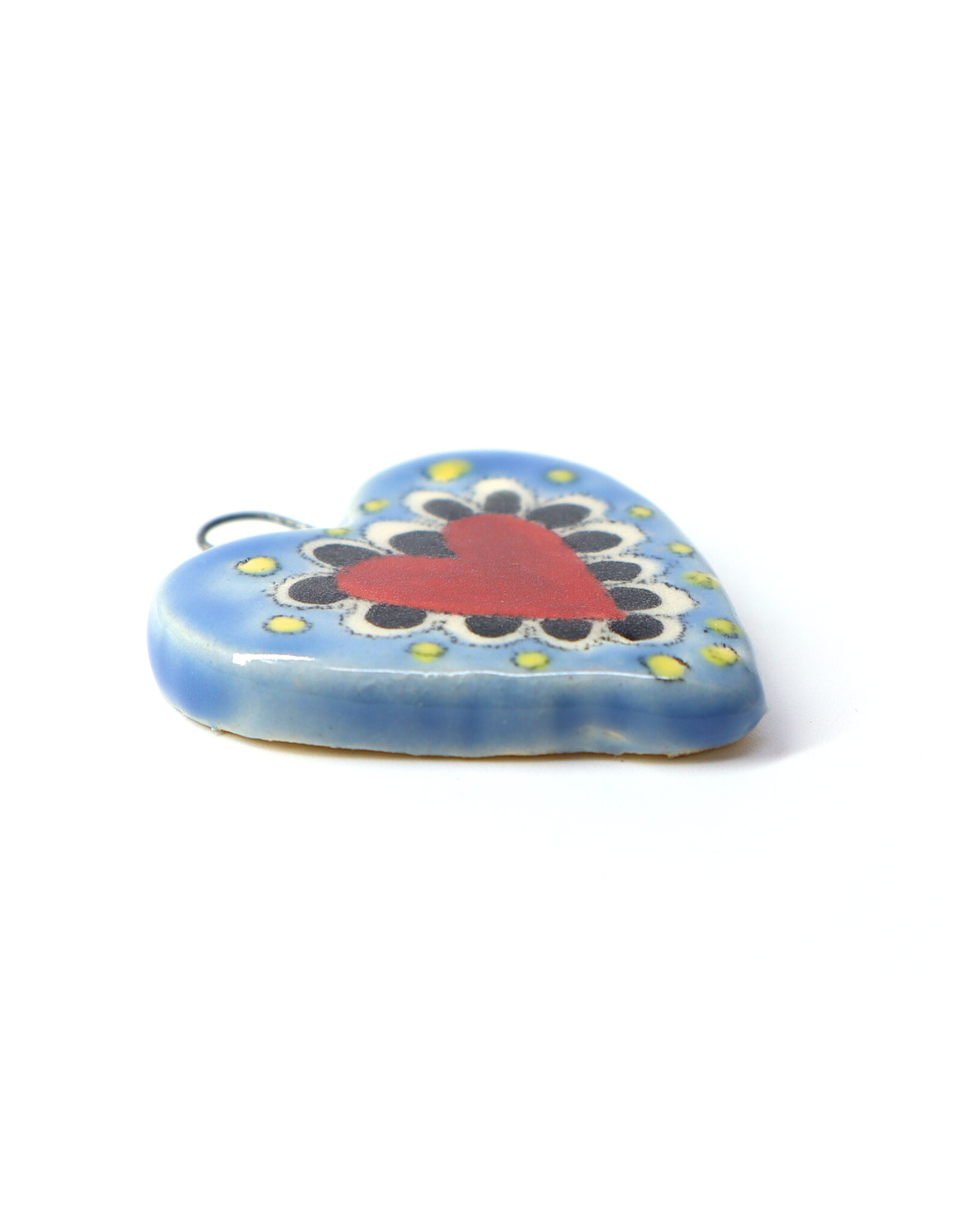 Atomic Girl Pottery Mini Light Blue Heart Ceramic Ornament