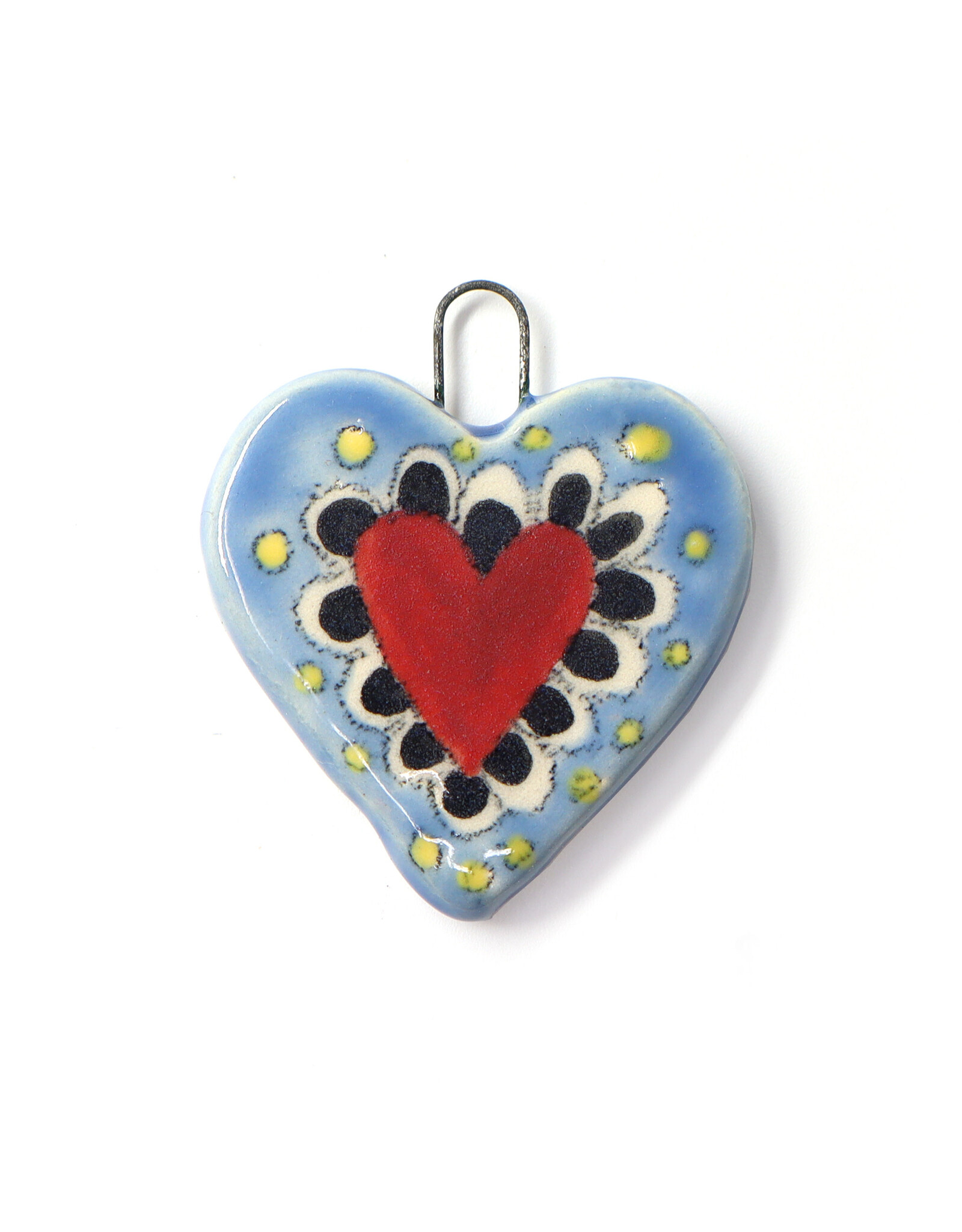 Atomic Girl Pottery Mini Light Blue Heart Ceramic Ornament