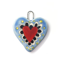 Atomic Girl Pottery Mini Light Blue Heart Ceramic Ornament