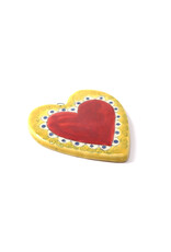 Atomic Girl Pottery Ceramic Red Heart with Yellow Border Ornament