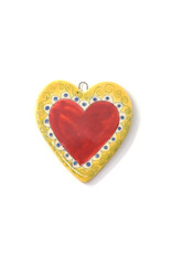 Atomic Girl Pottery Ceramic Red Heart with Yellow Border Ornament