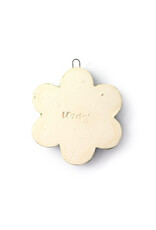 Atomic Girl Pottery Ceramic Multi-Colored Stripes & Swirls Flower with Raised Petals Ornament