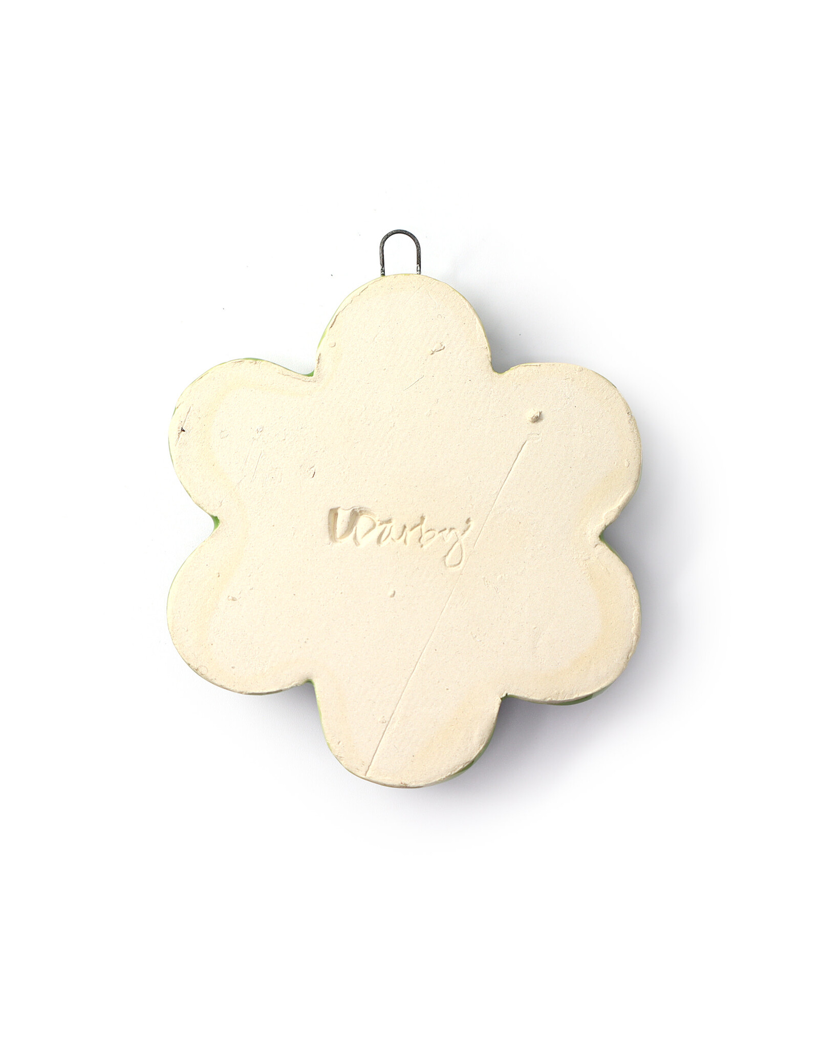 Atomic Girl Pottery Ceramic Multi-Colored Stripes & Swirls Flower with Raised Petals Ornament