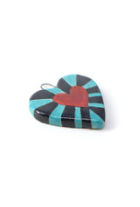 Atomic Girl Pottery Mini Blue & Black Heart Ceramic Ornament