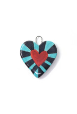 Atomic Girl Pottery Mini Blue & Black Heart Ceramic Ornament
