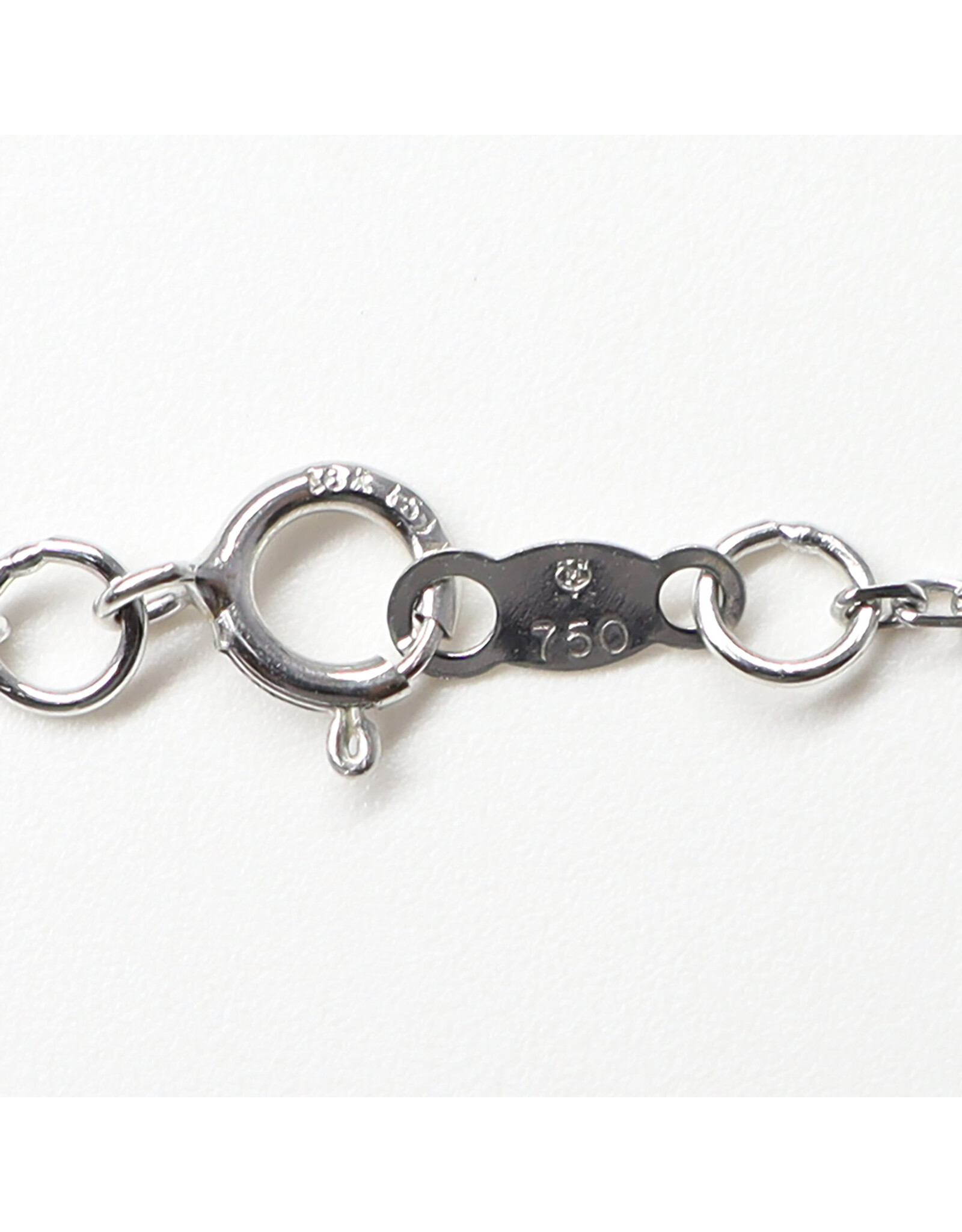 Single Pearl and Small Diamond 18K White Gold Pendant on Adjustable 18K White Gold Cable Chain