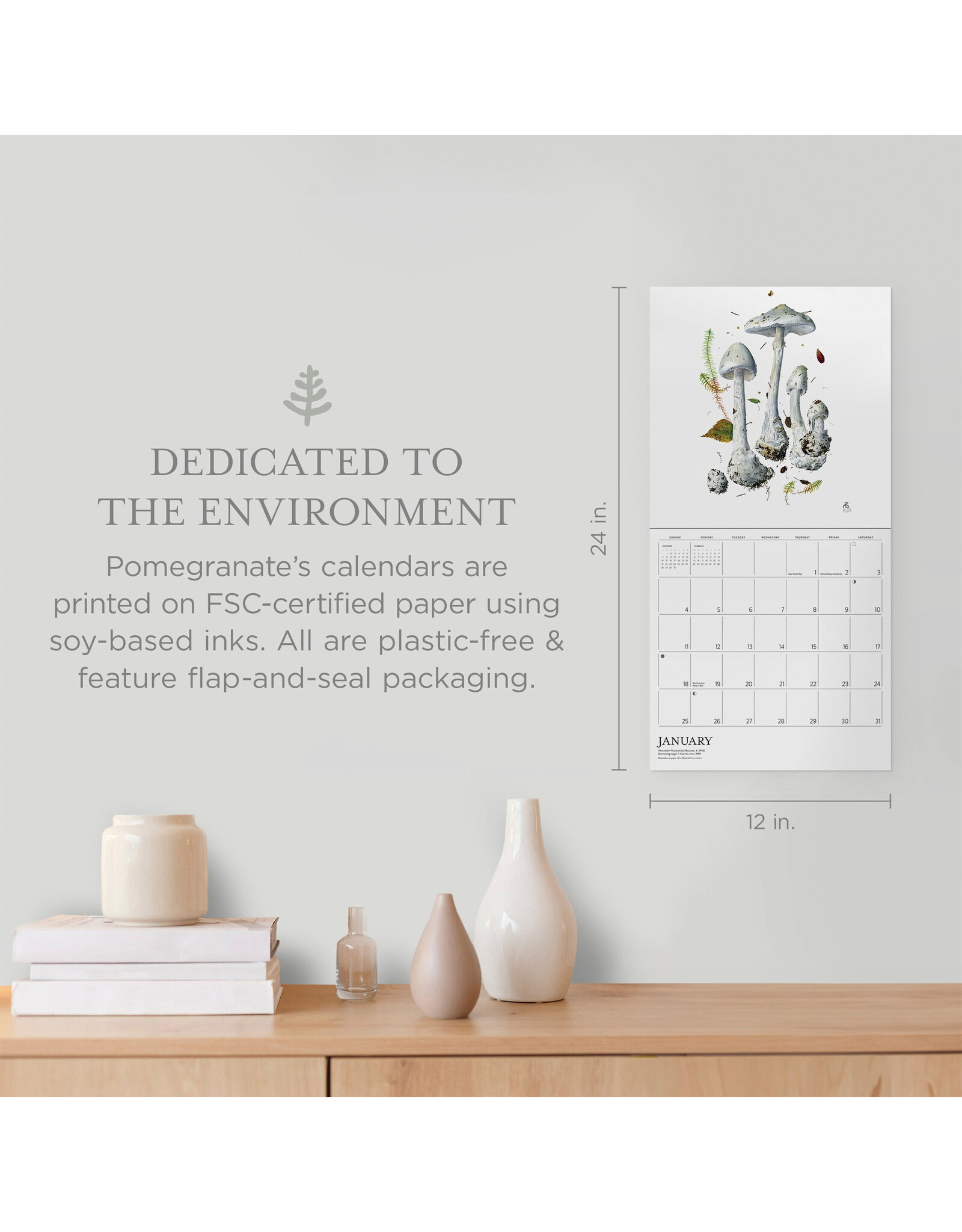 Pomegranate Mushrooms: Alexander Viazmensky 2026 Wall Calendar