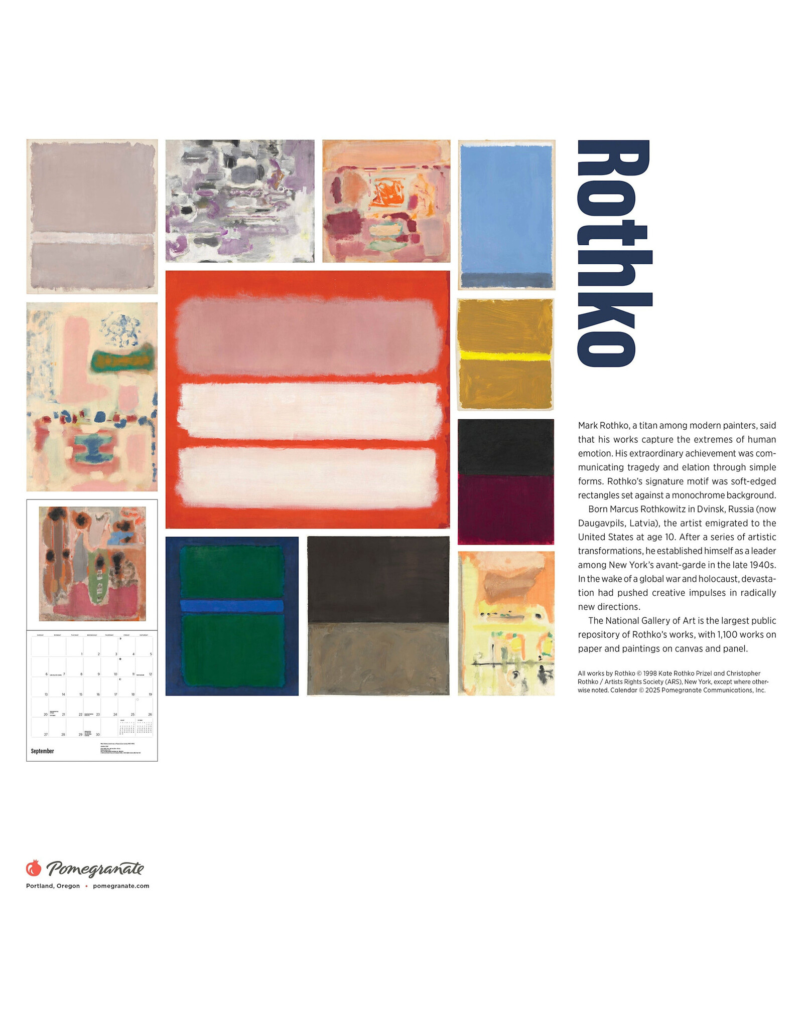 Pomegranate Rothko 2026 Wall Calendar